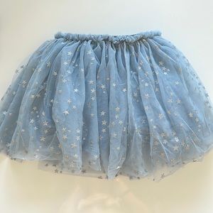 Girls baby blue silver glitter stars skirt